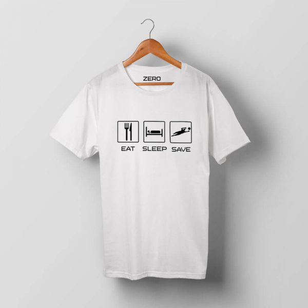 T-shirt bramkarski z nadrukiem EAT SLEEP SAVE