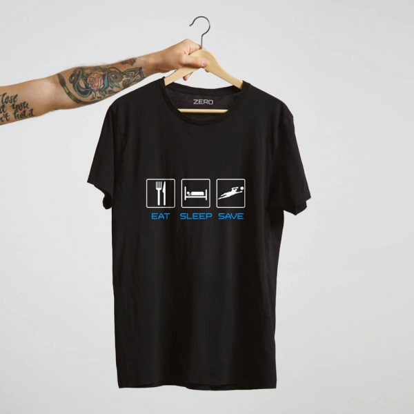 T-shirt bramkarski z nadrukiem EAT SLEEP SAVE